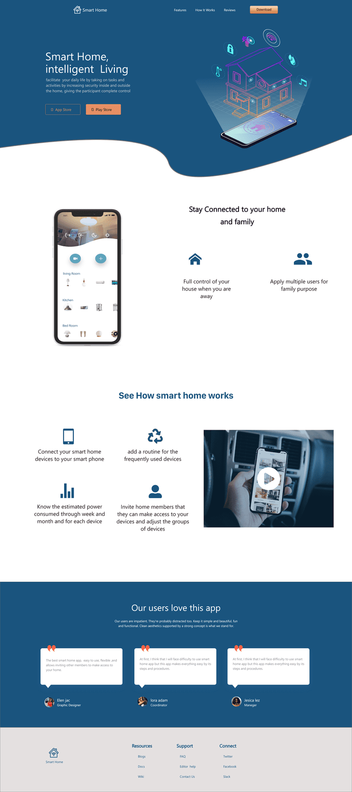 landing page for smart home app