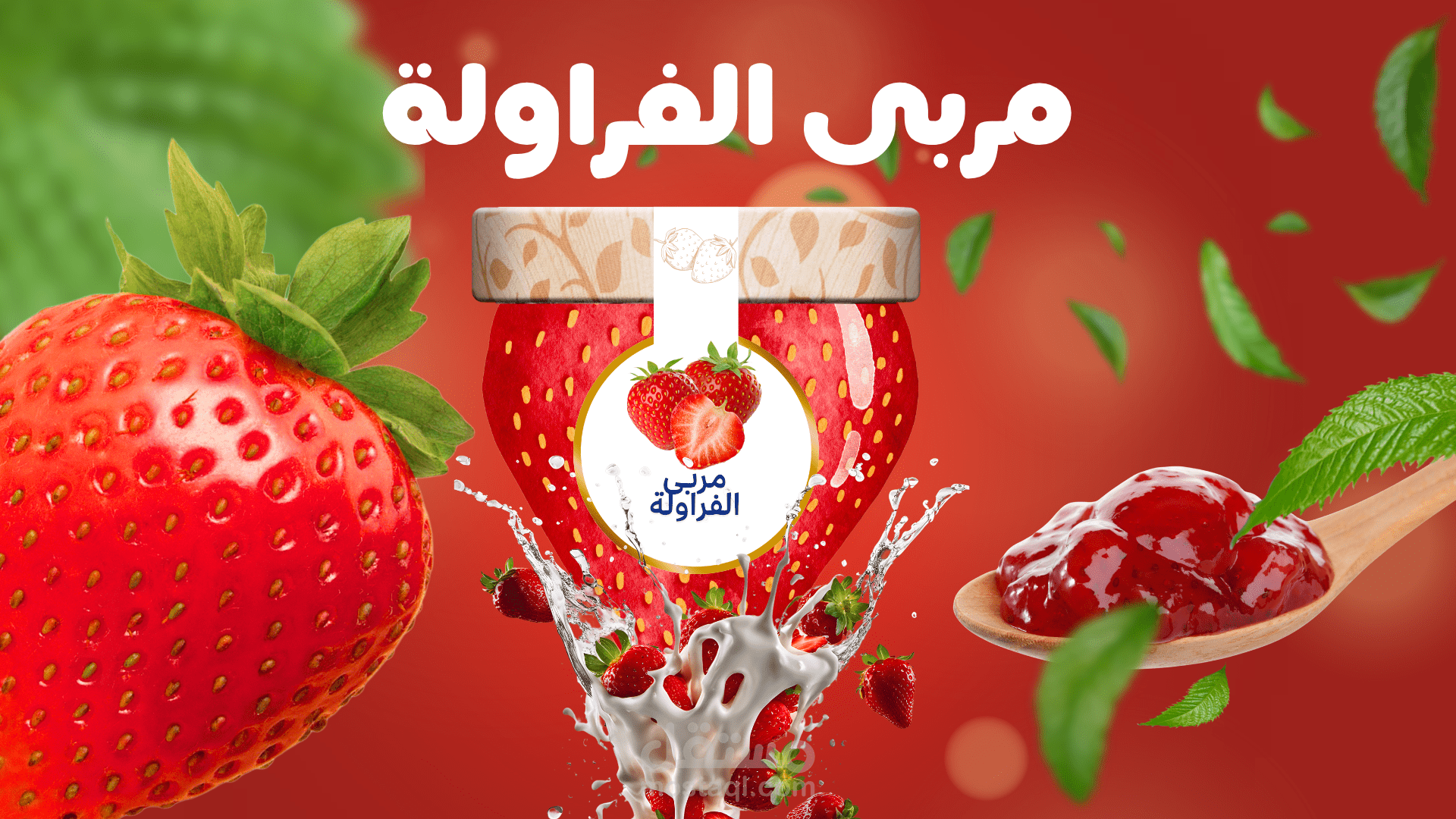 تصميم إعلان بصري لمربى الفراولة