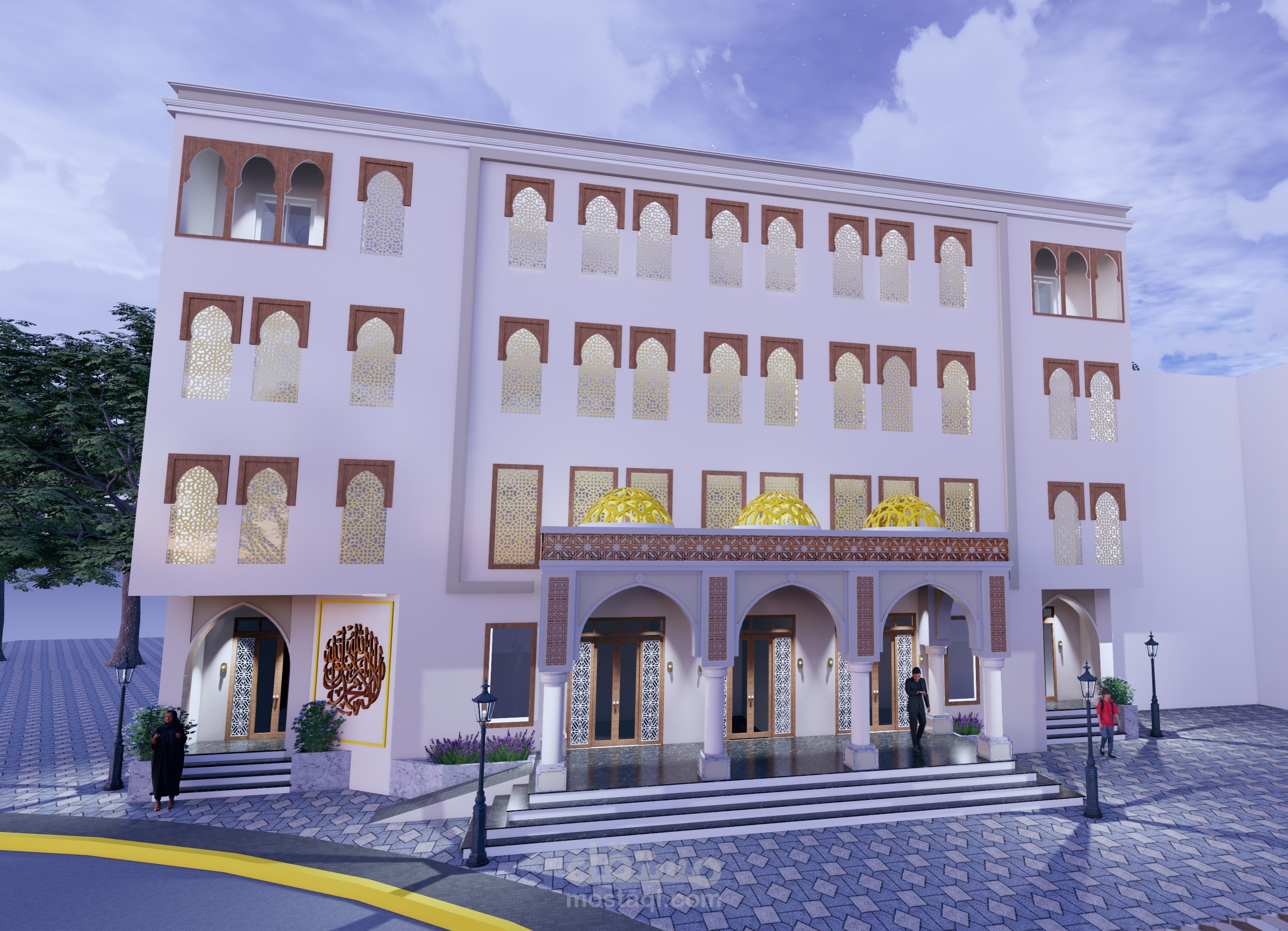 مشروع تصميم مدرسة قرآنية – مخطط ثنائي الأبعاد وثلاثي الأبعاد (2D & 3D)