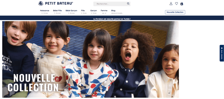 Redesigned the homepage layout for Petit Bateau to improve user experience and visual consistency across devices.