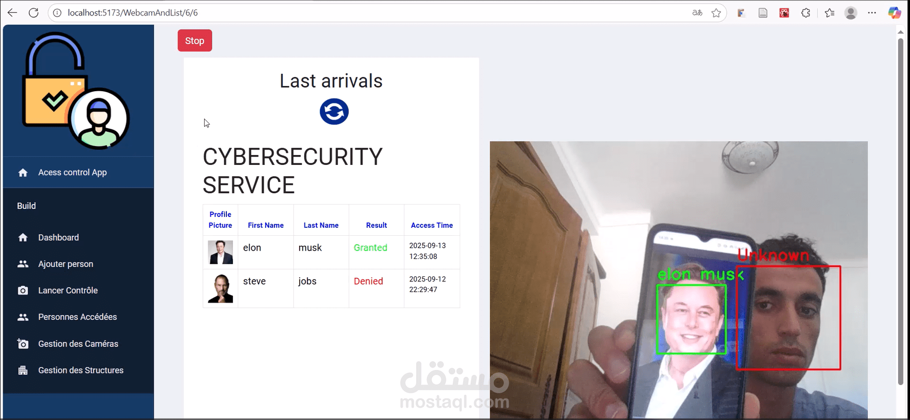 نظام التعرف على الوجوه:   facerecognition systeme