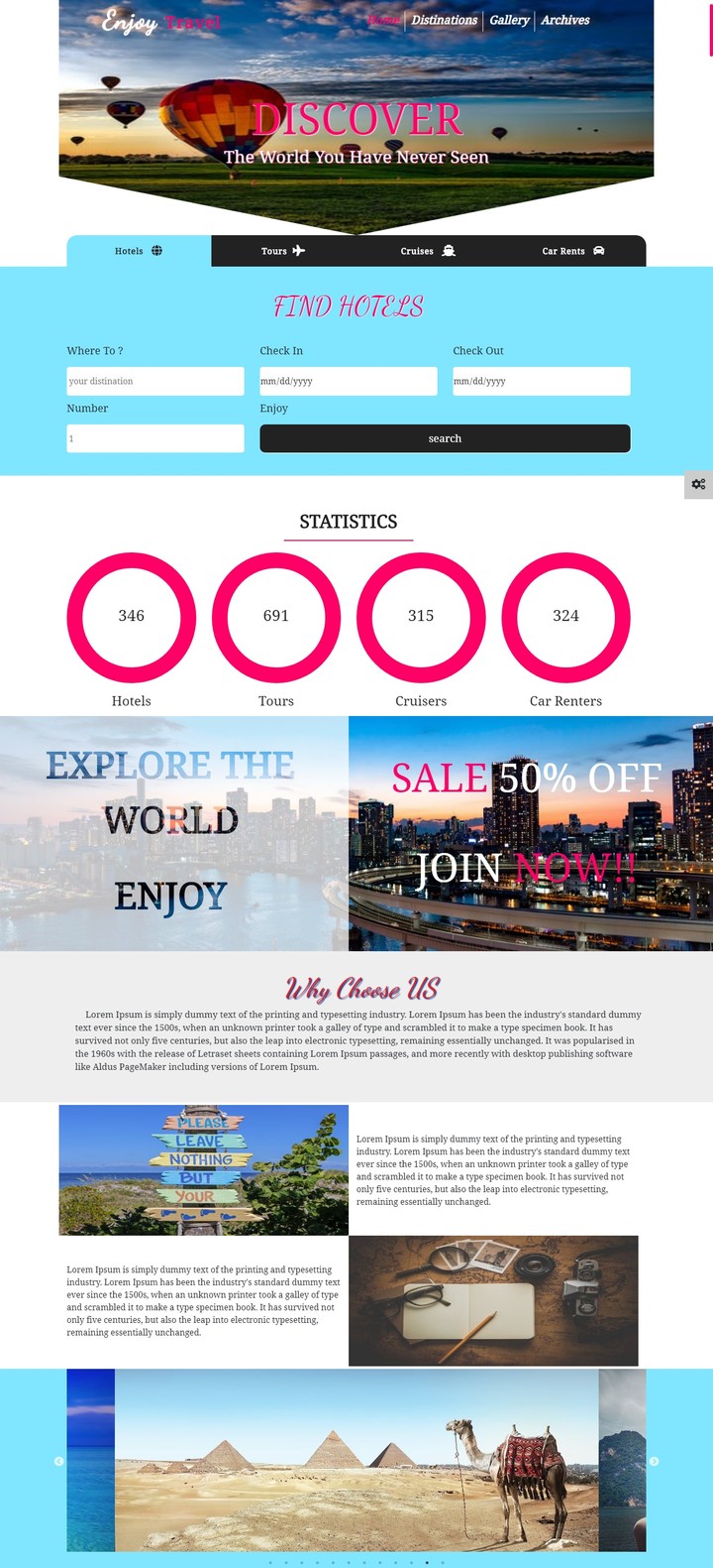 Landing page of Travel Agency web design