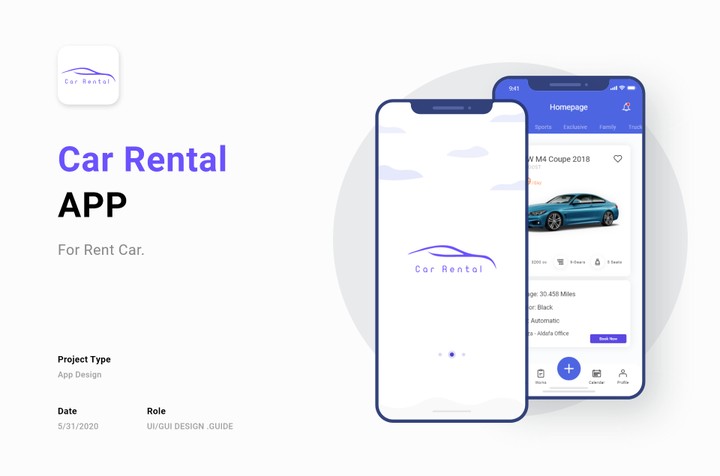 تصميم تطبيق Car rental لحجز و تأجير السيارات