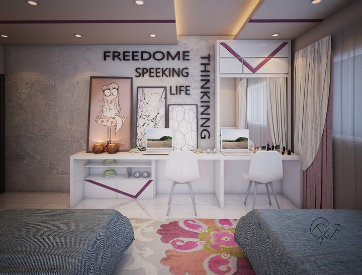 Elegant  interior design for girls bedroom