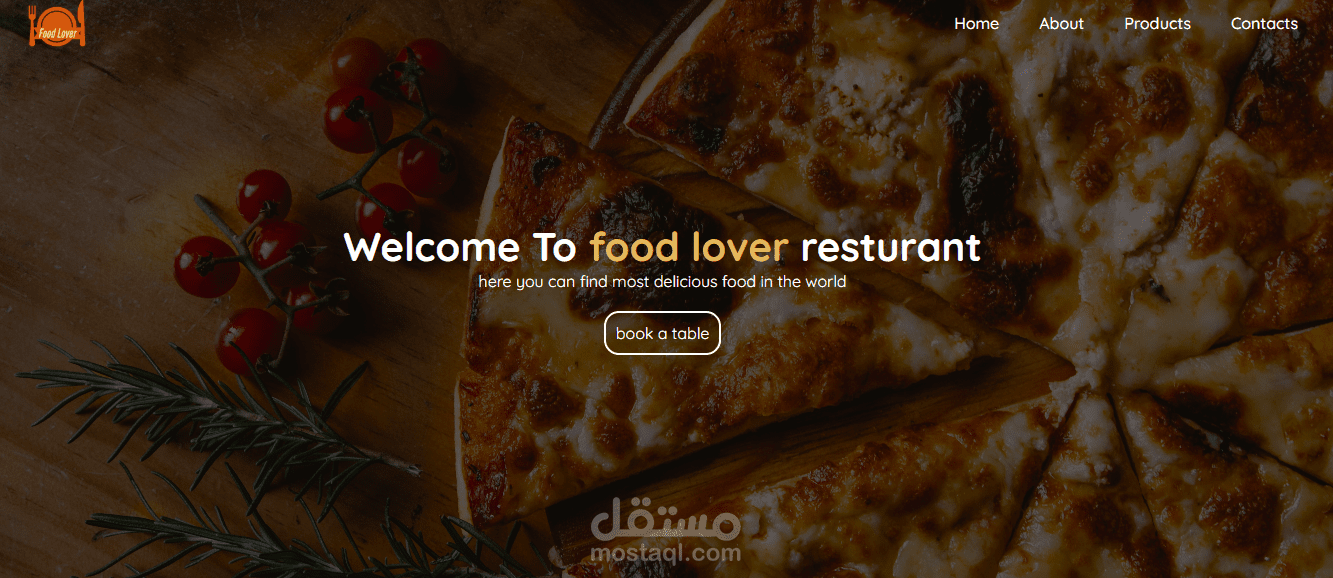 صفحة هبوط  Landing Page For Food Lover Resturant