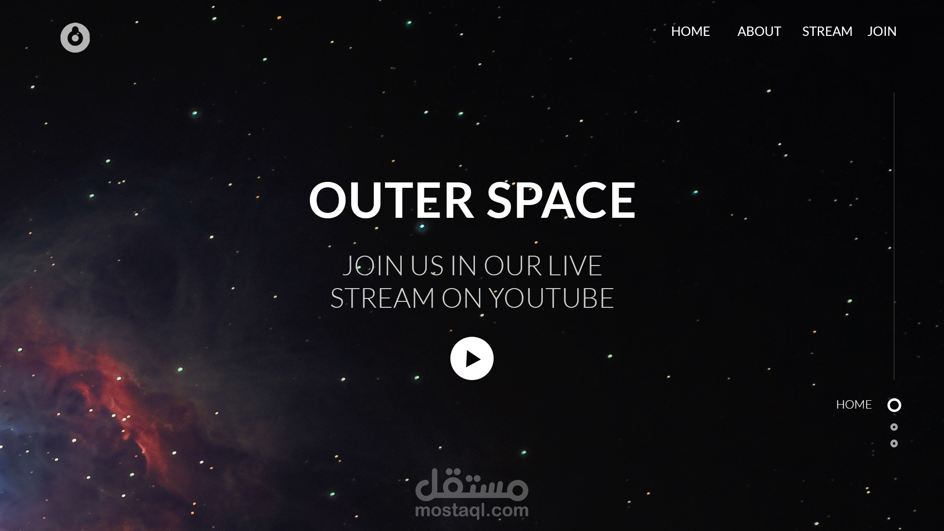 تصميم واجهة موقع outer Space