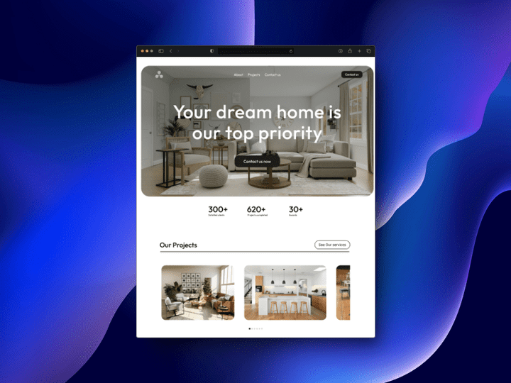 Interior design landing page