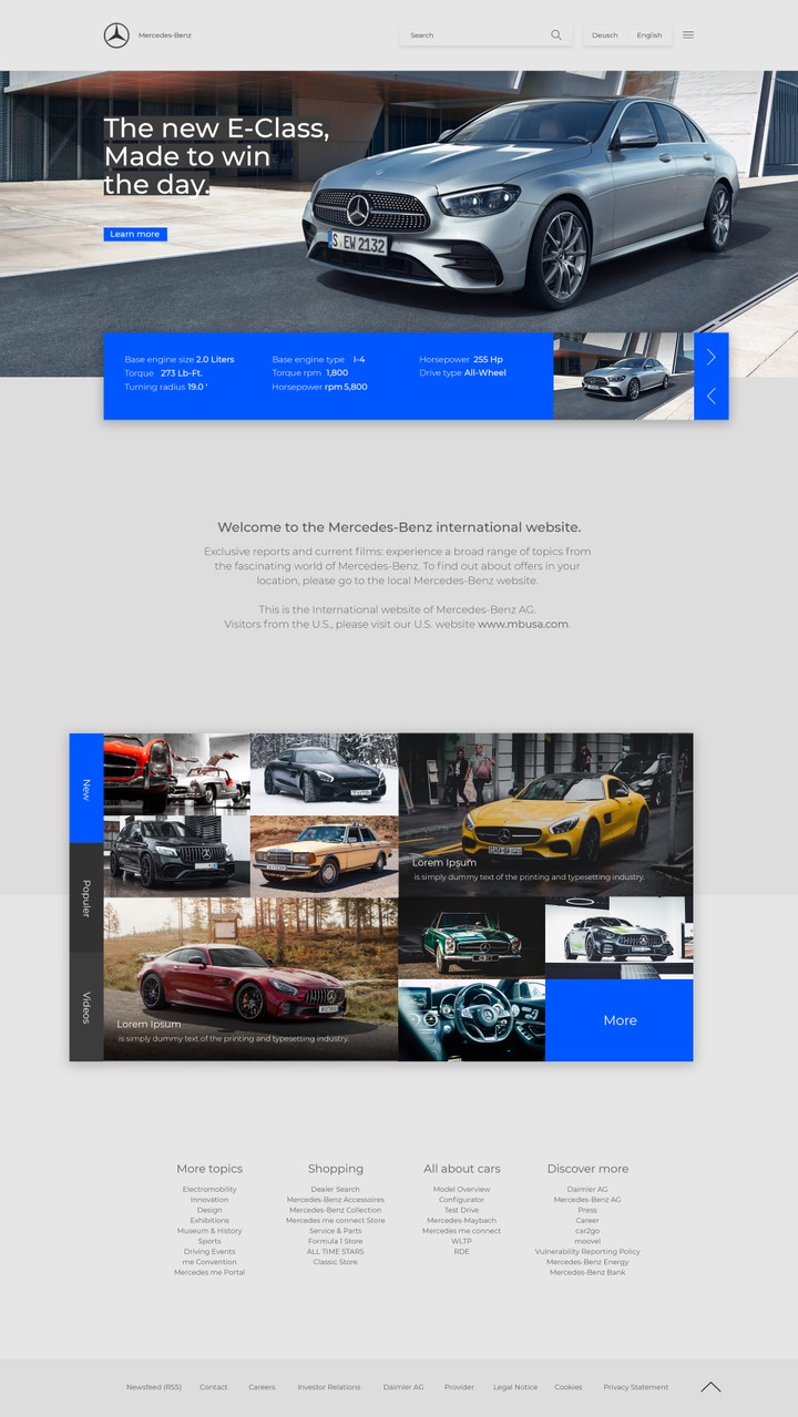 Website UI design - Mercedes Benz