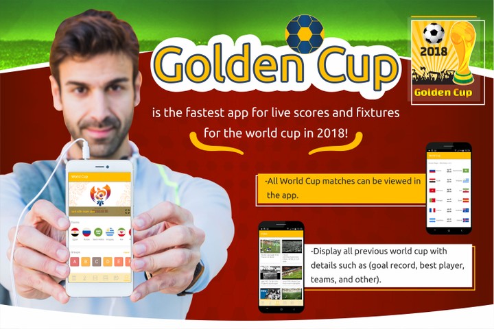 تصميم إعلان للتطبيق Golden Cup كأس الذهبي