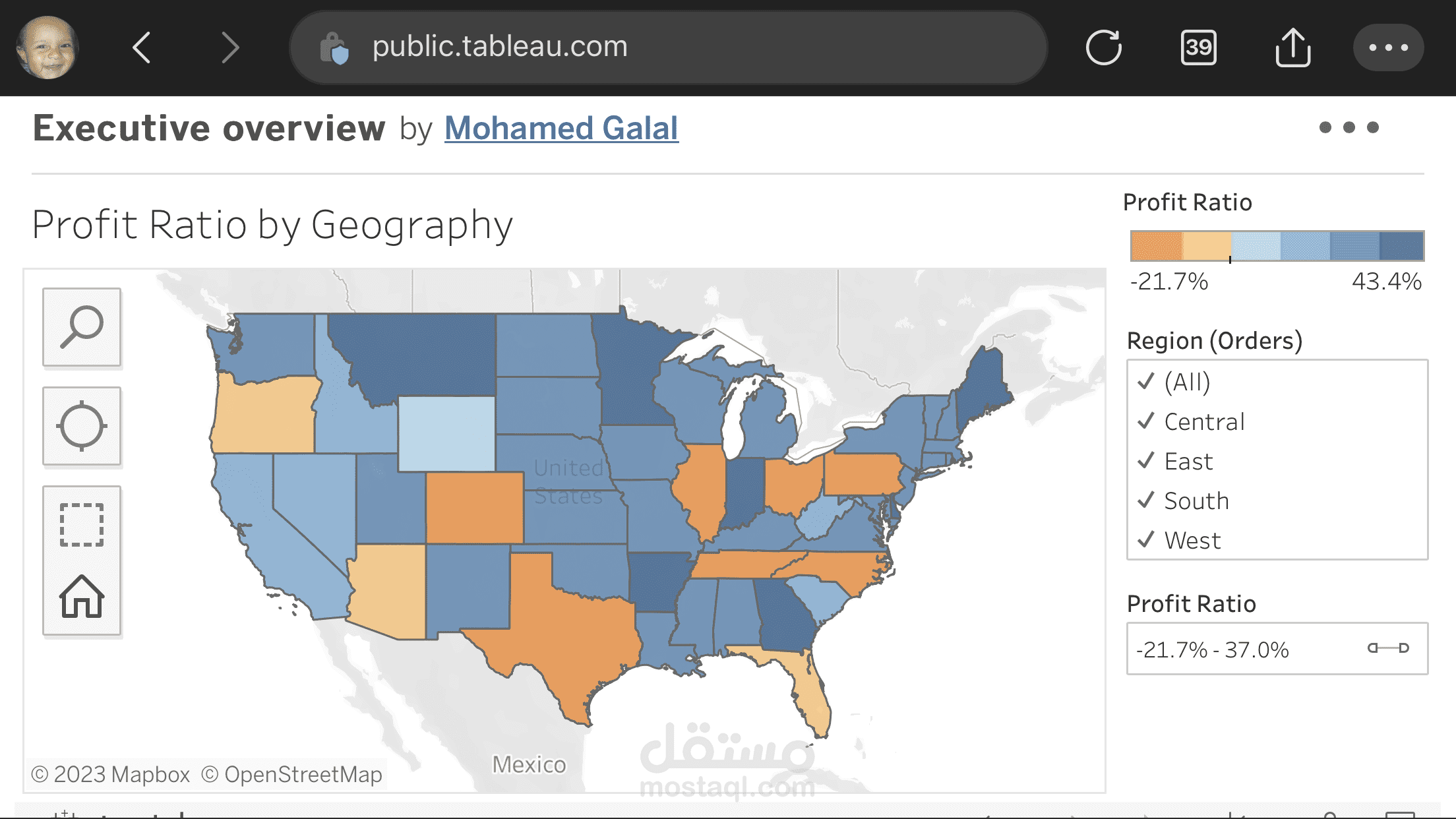 Profit ratio by geography