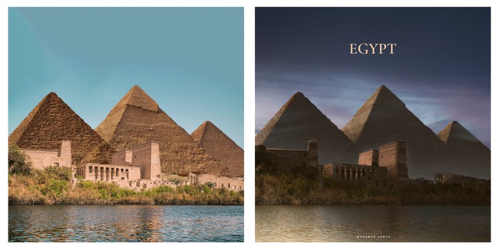 تصميم دمج مجموعة صور لإظهار حضارة مصر بشكل جميل