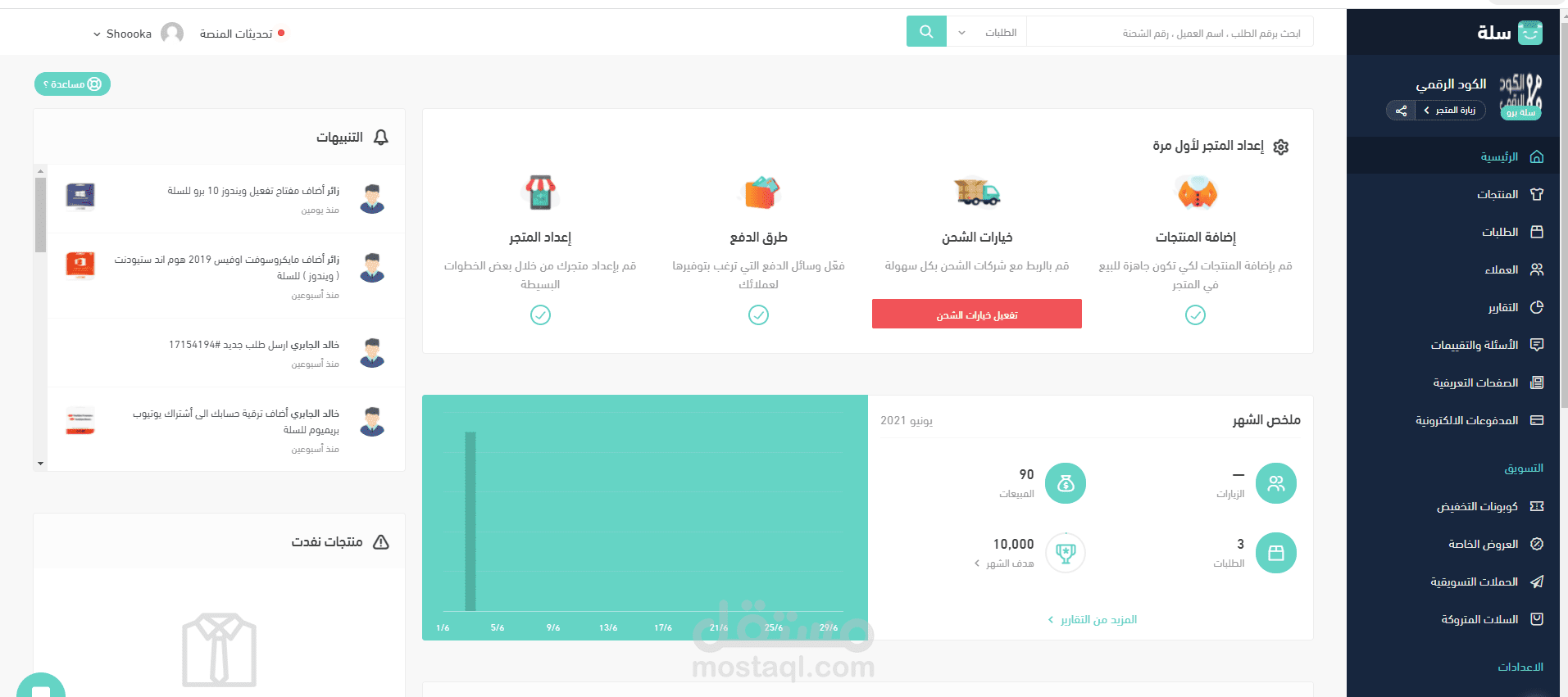 تأسيس متجر الكود الرقمي على منصة سلة
