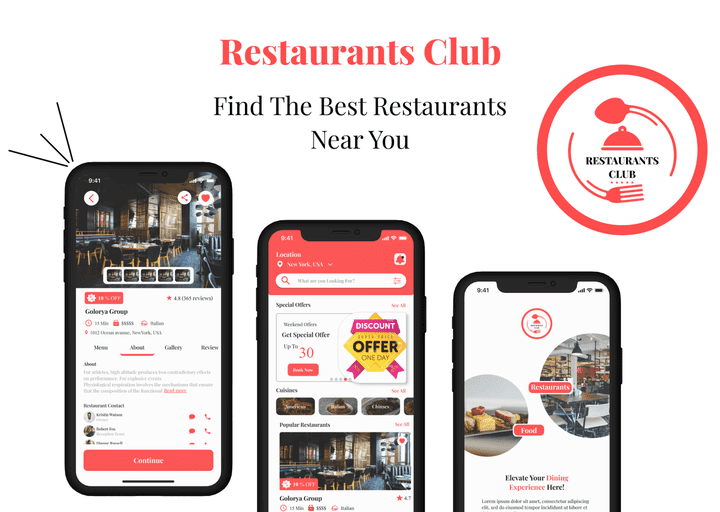 Restaurants Club App - Mobile UI/UX - تطبيق نادي المطاعم