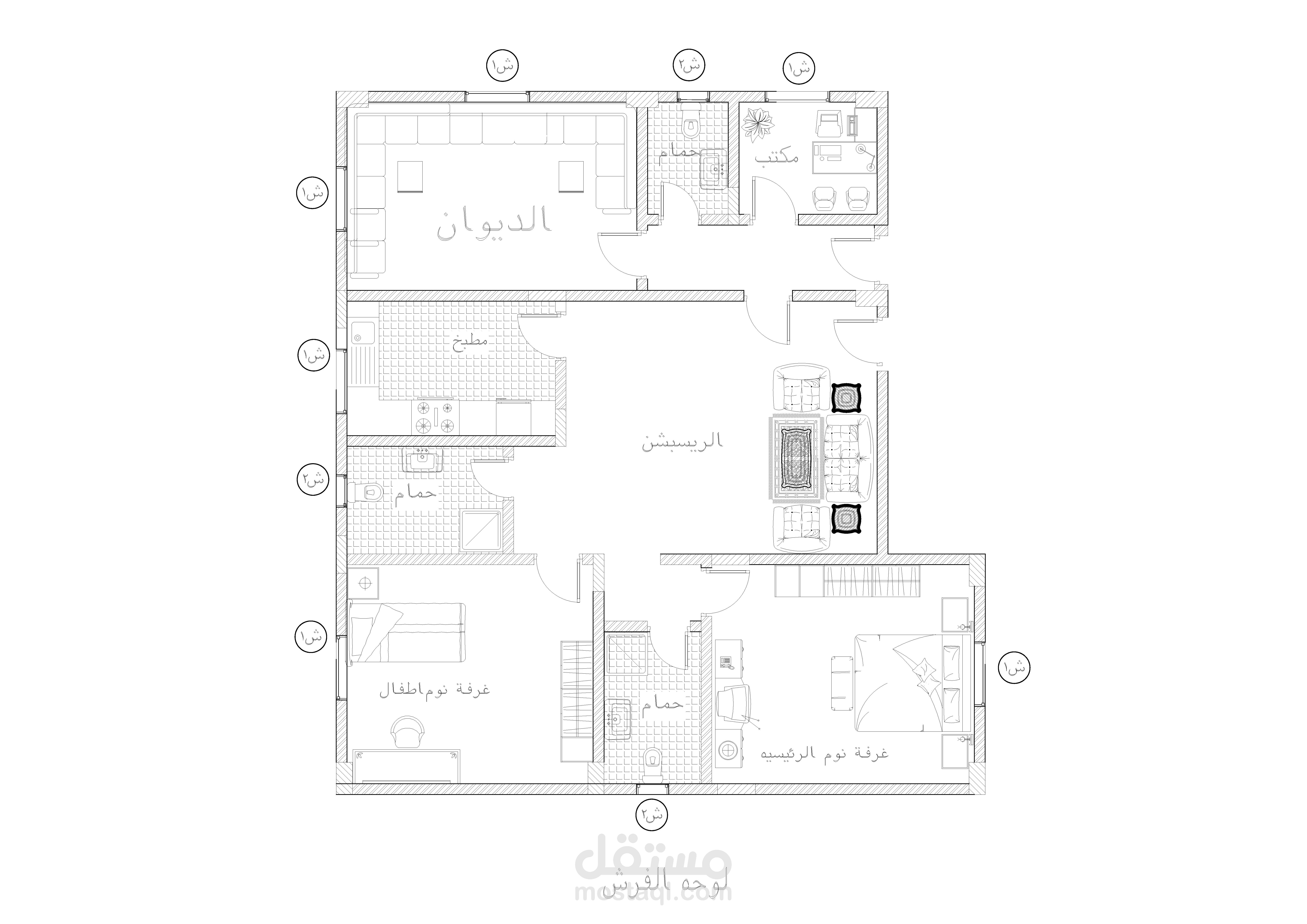 رسومات معماريه وتنفذيه لفيلا بالسعوديه