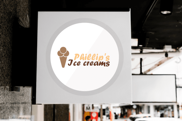 شعار (لوجو) لمتجر مثلجات phillip's ice cream