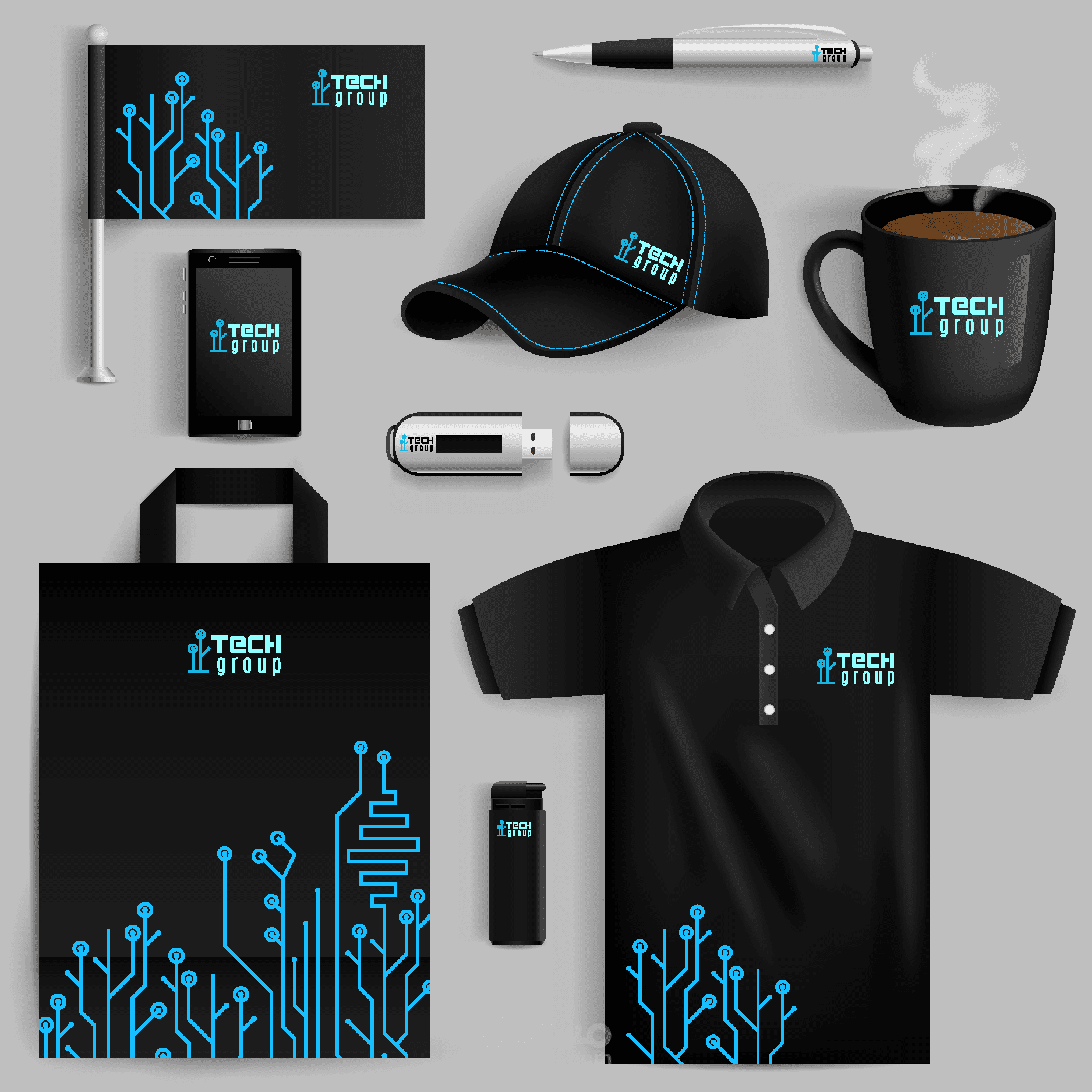 هوية بصرية متكاملة لشركة Tech group