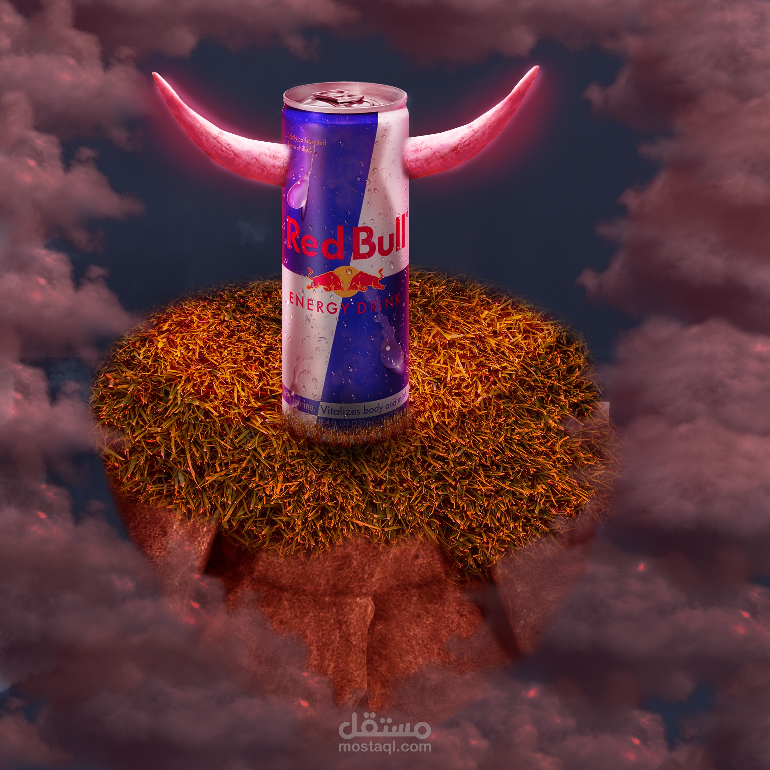 تصميم بوست دعائي في السوشيال ميديا لمشروب Social media ad design for Redbull