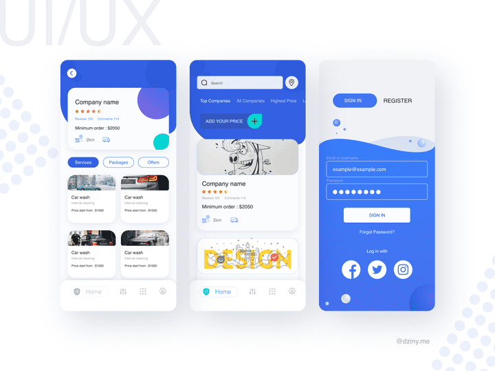 UI UX design تصميم واجهات تطبيق Clean