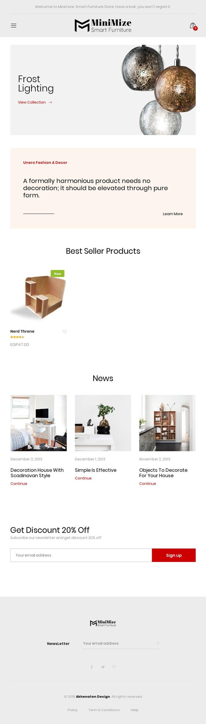 Minimize Furniture Website