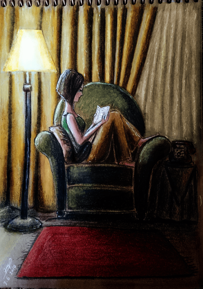لوحة يدوية: جلسة مع كتاب
