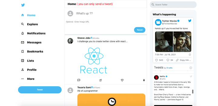 Twitter Clone with React.js & Firebase
