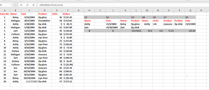 excel function