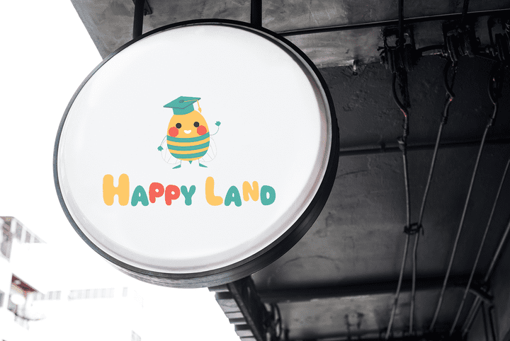 لوجو حضانة للأطفال باسم Happy land