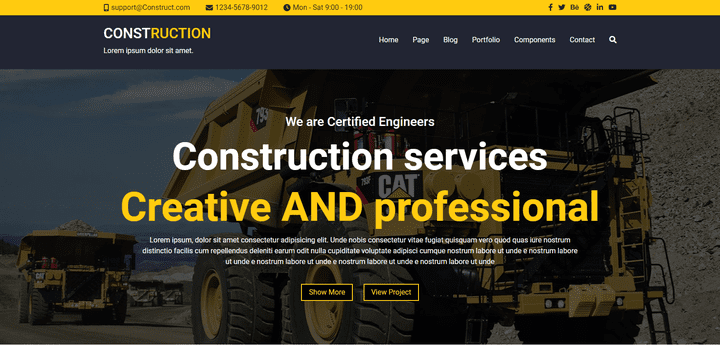 Construction company services website