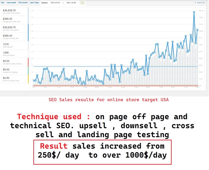عمل SEO لمتجر الكتروني أمريكي