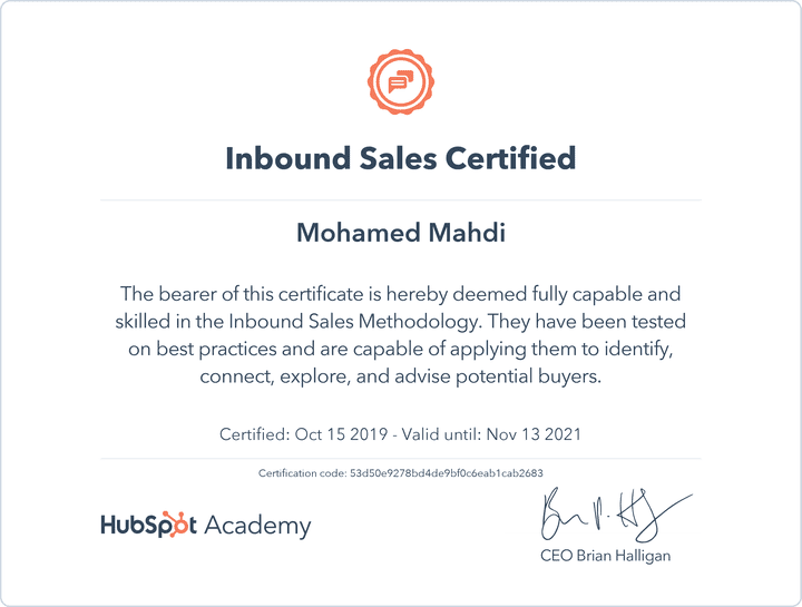 HubSpot Inbound Sales Certified