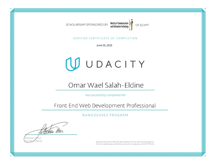 Front End Web Development Professional nanodegree