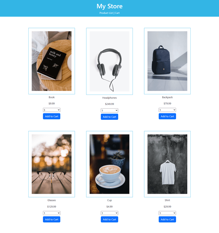 My Store e-commerce web app