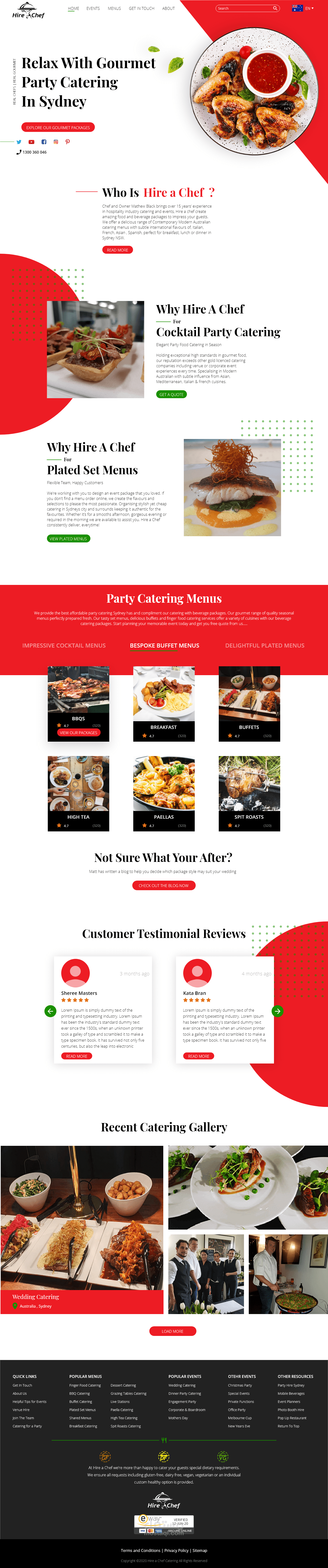 hire chef landing page