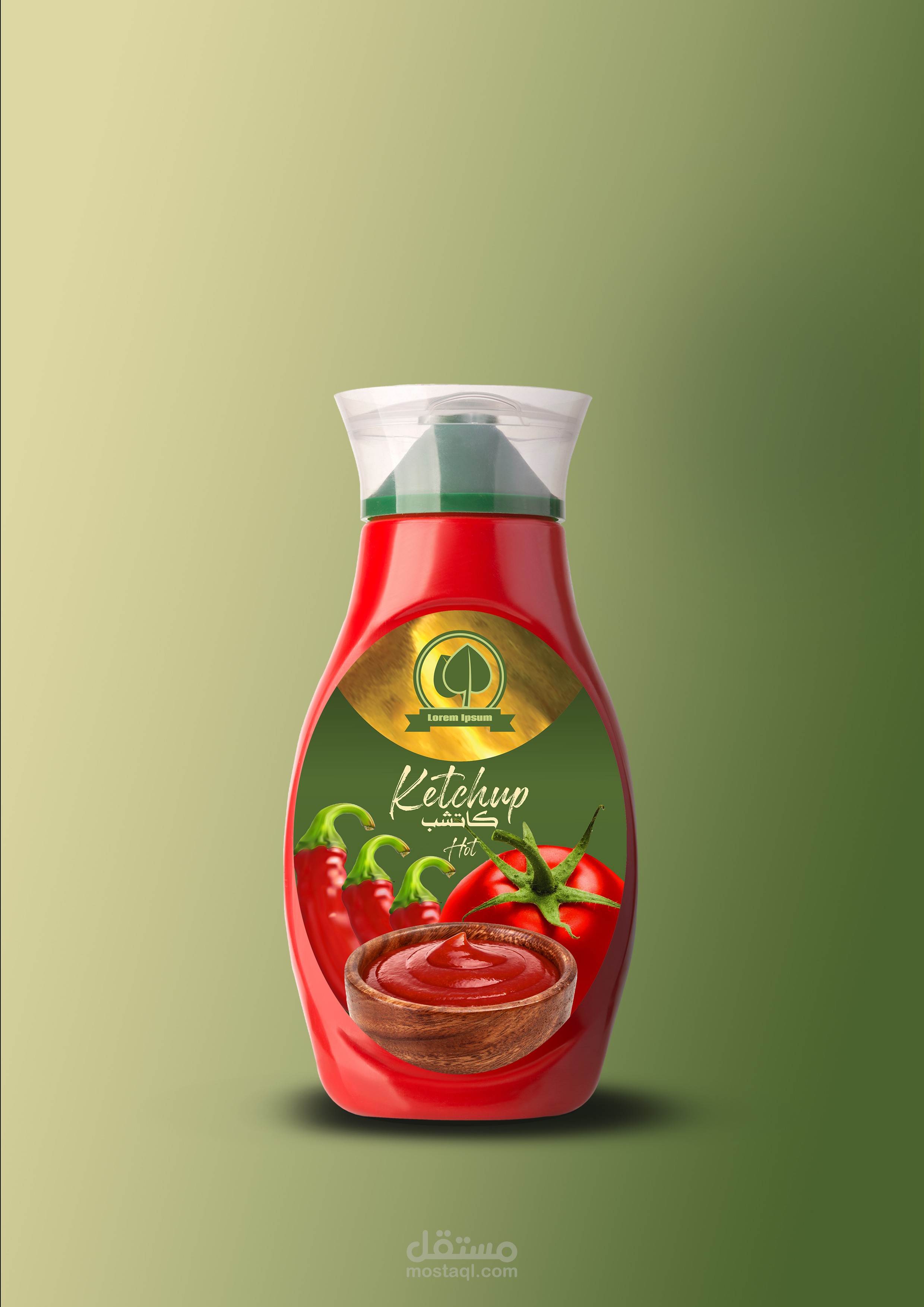 تصميم لغلاف علبة كاتشب Ketchup Label Design