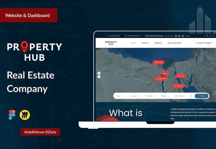 تصميم موقع ولوحة تحكم لشركة عقارات PropertyHub