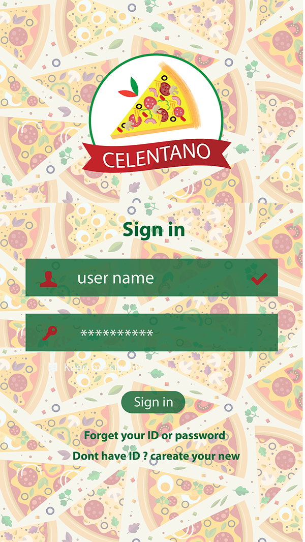 mobile application for celentano pizza restaurant