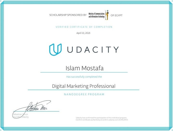 شهادة معتمدة من Udacity للتسويق الرقمي