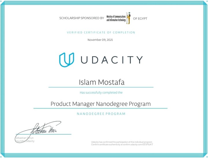 شهادة Product Manager المُقدمة من منصة Udacity العالمية