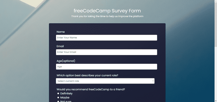 HTML,CSS Survey form