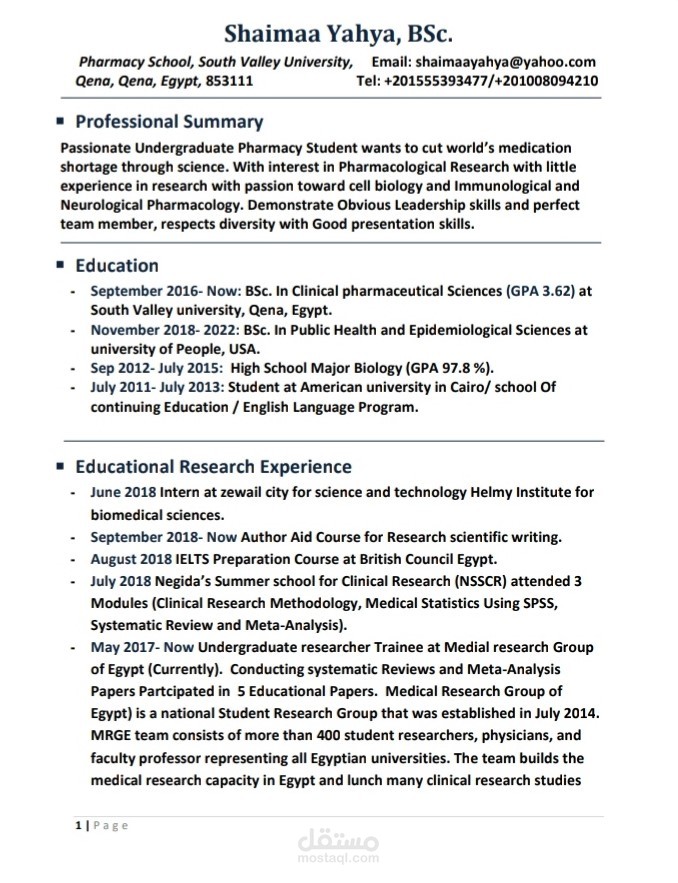 Academic CV For Research Internship academic-cv-for-research-internship