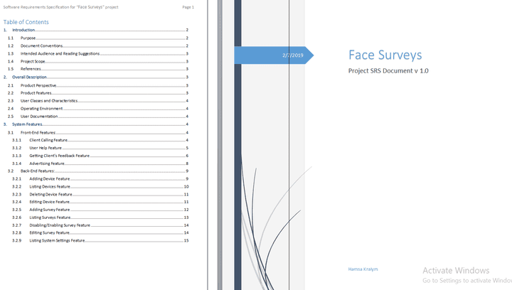 متطلبات مشروع Face Surveys