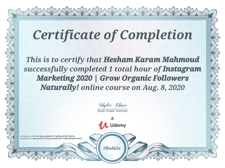 Course Instagram Marketing 2020 | Grow Organic Followers Naturally/Udemy