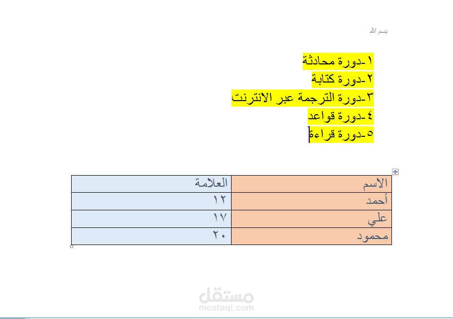 Translation from English to Arabic