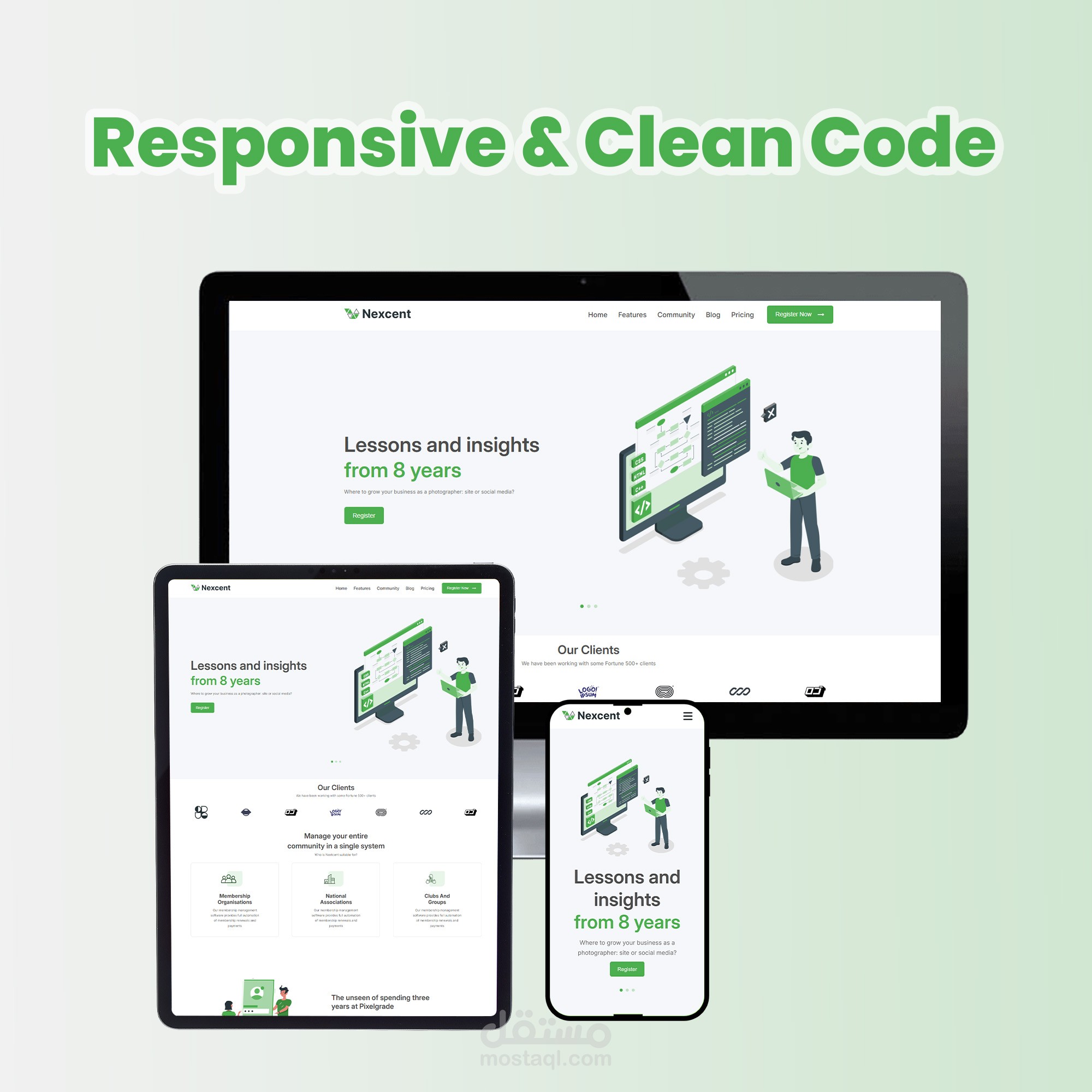 Nexcent – Responsive Community Website UI