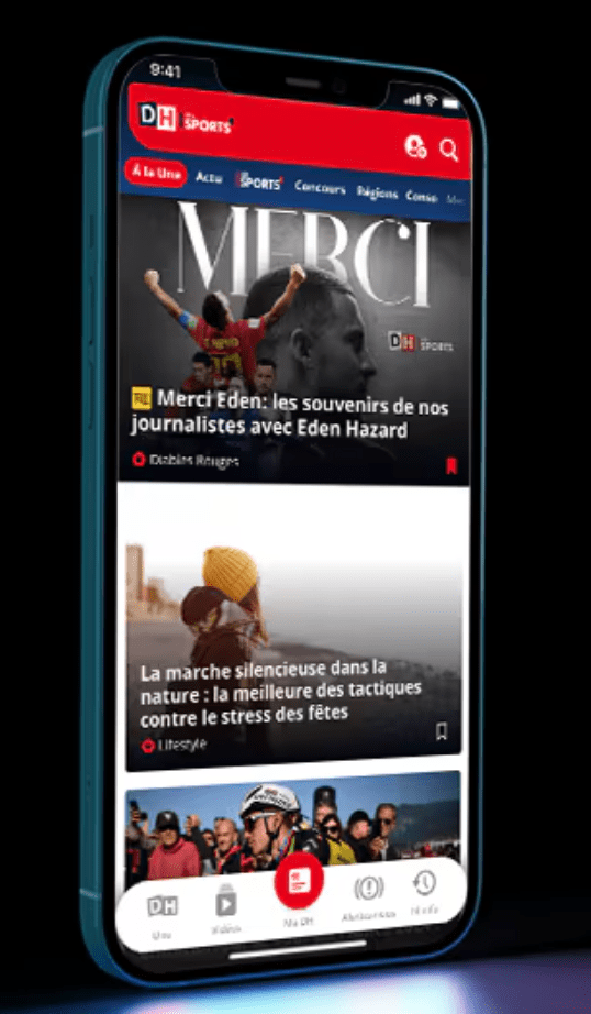 إنشاء تطبيق هاتف Android و iOS لشركة عالمية للاخبار في بلجيكا ( +DH les Sports  )