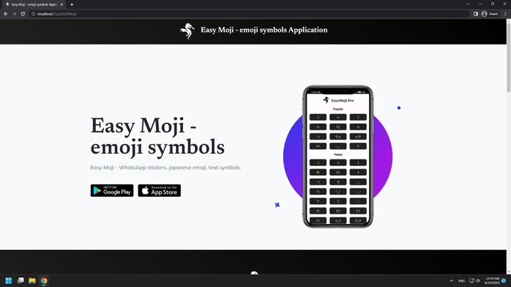 صفحه هبوط عربي وانجليزي لتطبيق Easy Moji