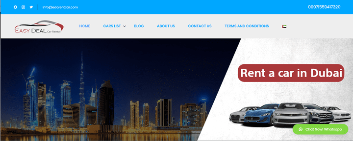 تصميم موقع إيجار سيارات في الإمارات العربية المتحدة