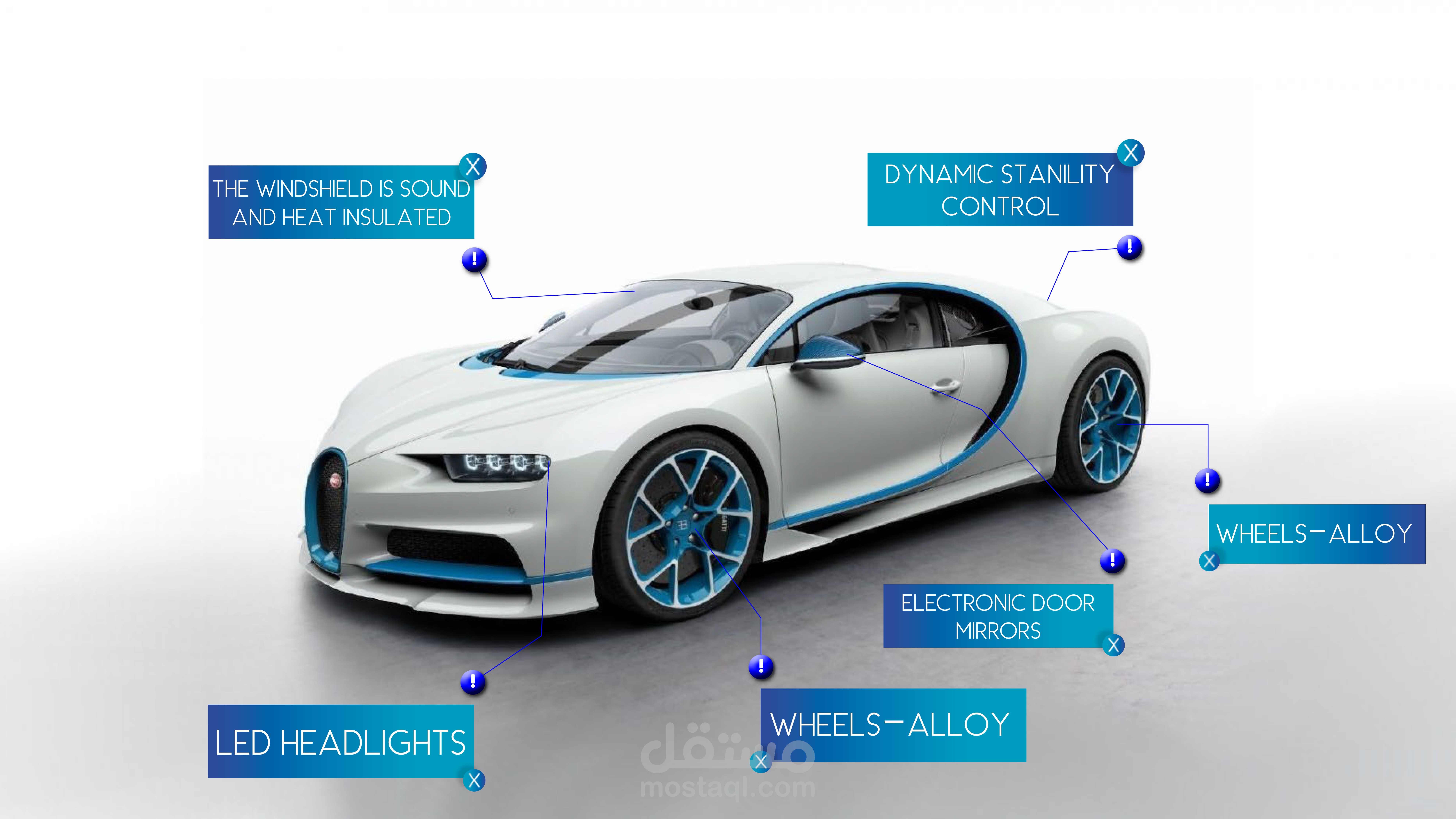 صورة إعلانية تفاعلية لسيارة Bugatti Chiron 2018