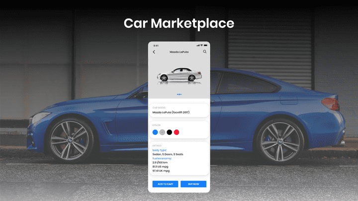 تصميم واجهة مستخدم لتطبيق بيع سيارات | Car Marketplace