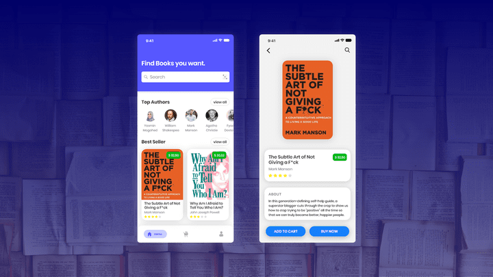 تصميم واجهة مستخدم لتطبيق بيع كتب | Book Store App
